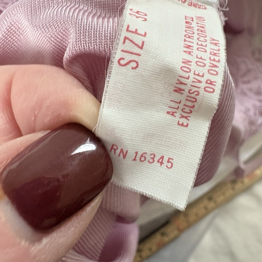 Vintage Pink Nylon Full Slip Lace Bodice Antron III Size 36 Romantic - Picture 11 of 12
